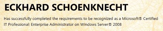 [... Microsoft Certified IT Professional | Enterprise Administrator ...]